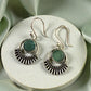 Silver-plated Oxidised Drop Earrings with Mint Green Stone