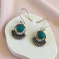 Silver-plated Oxidised Drop Earrings with Turquoise Blue Stone