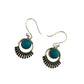 Silver-plated Oxidised Drop Earrings with Turquoise Blue Stone