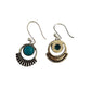 Silver-plated Oxidised Drop Earrings with Turquoise Blue Stone