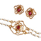 Pearl Choker Set with Red stone & Rose Design