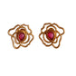 Pearl Choker Set with Red stone & Rose Design