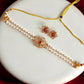Pearl Choker Set with Red stone & Rose Design