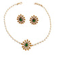 Pearl Necklace with Pendant and Green Stone