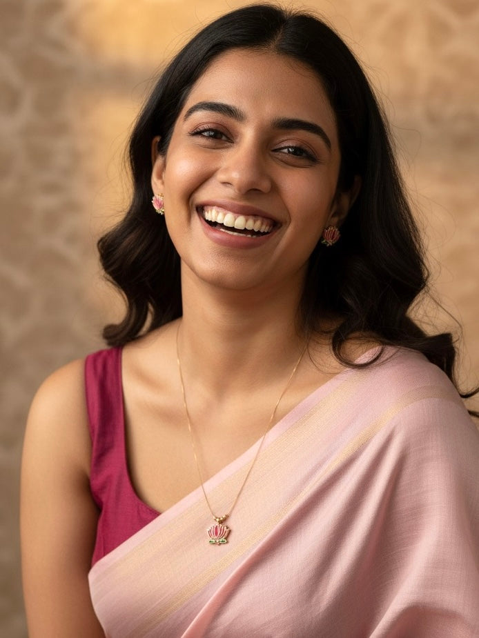 invisible chain with lotus pendant