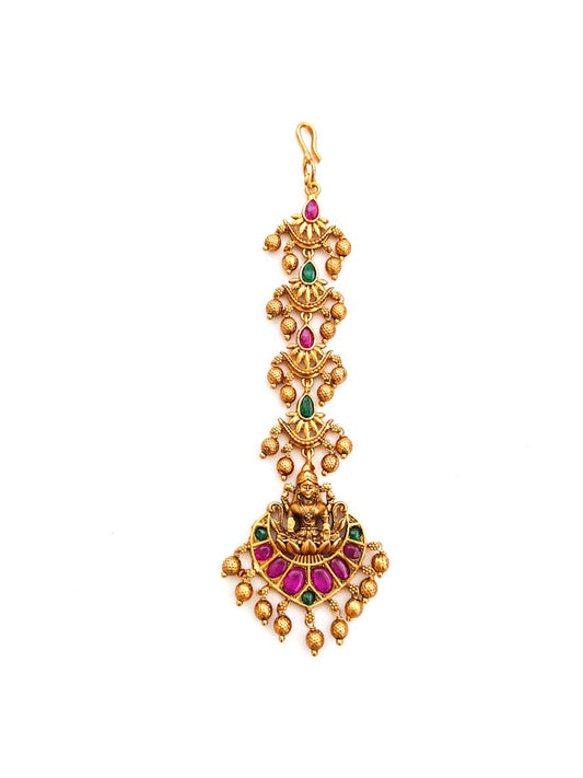 Temple Jewellery Maangtikka with Goddess Lakshmi