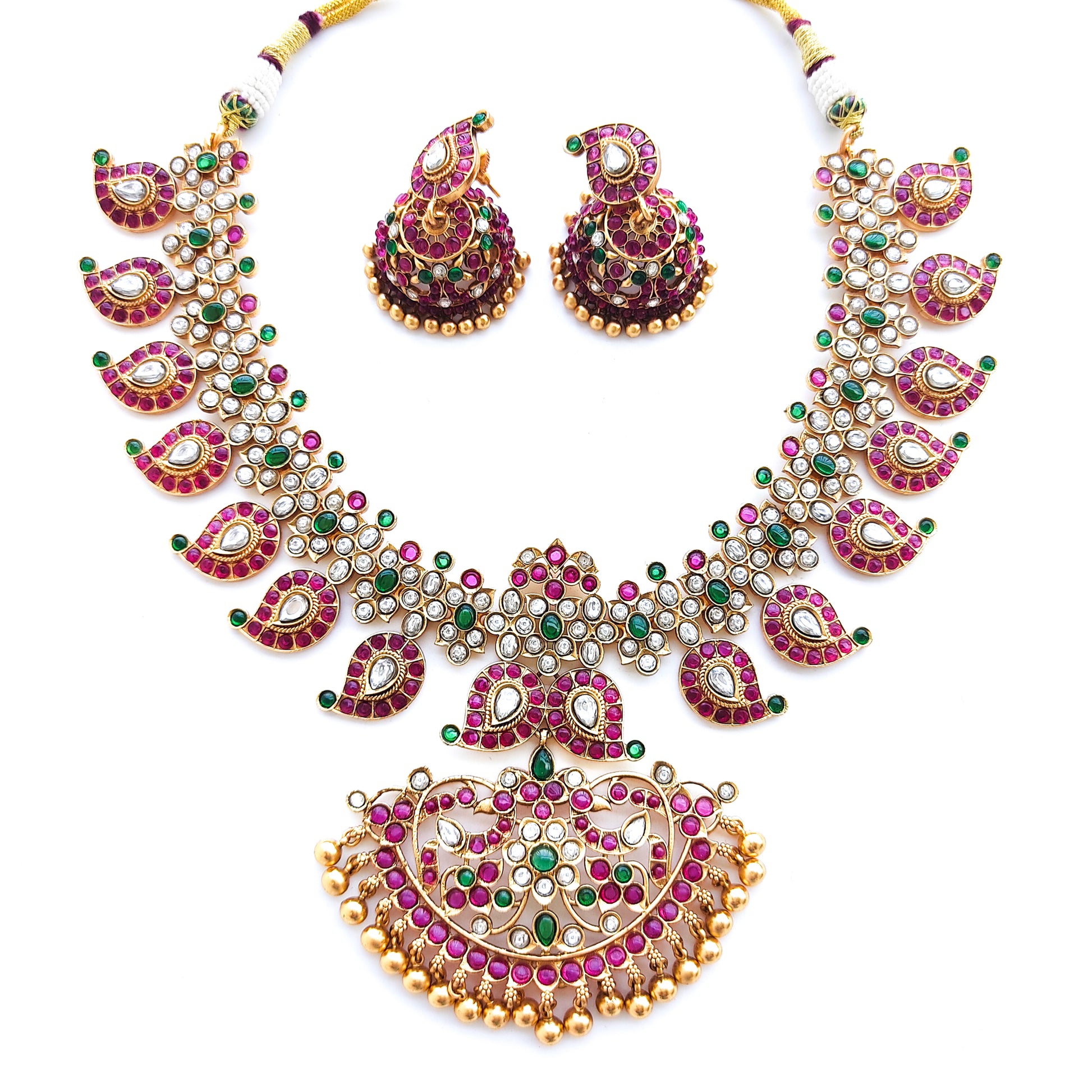 red green mango necklace set
