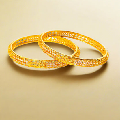 Buy Gold Plated Bangles with white stones Online