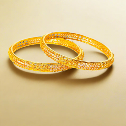 Buy Gold Plated Bangles with white stones Online