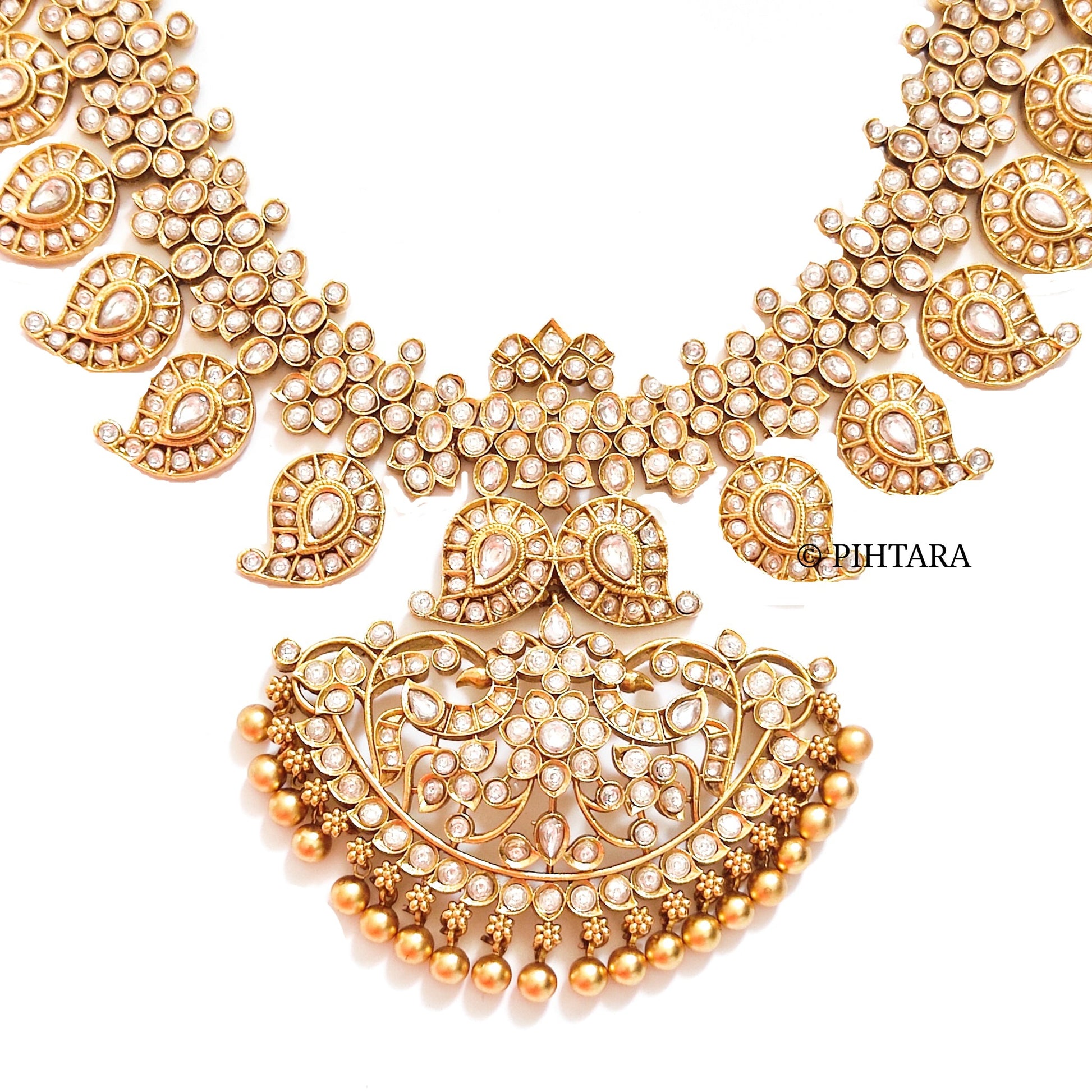 white kundan long mango necklace 