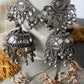 oxidised jhumka earrings with mirror work