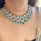 artificial green emerald diamond necklace set for wedding