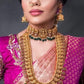 latest gold choker with green beads
