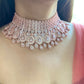 rose gold pink stone bridal choker set
