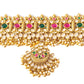 red green kundan choker set