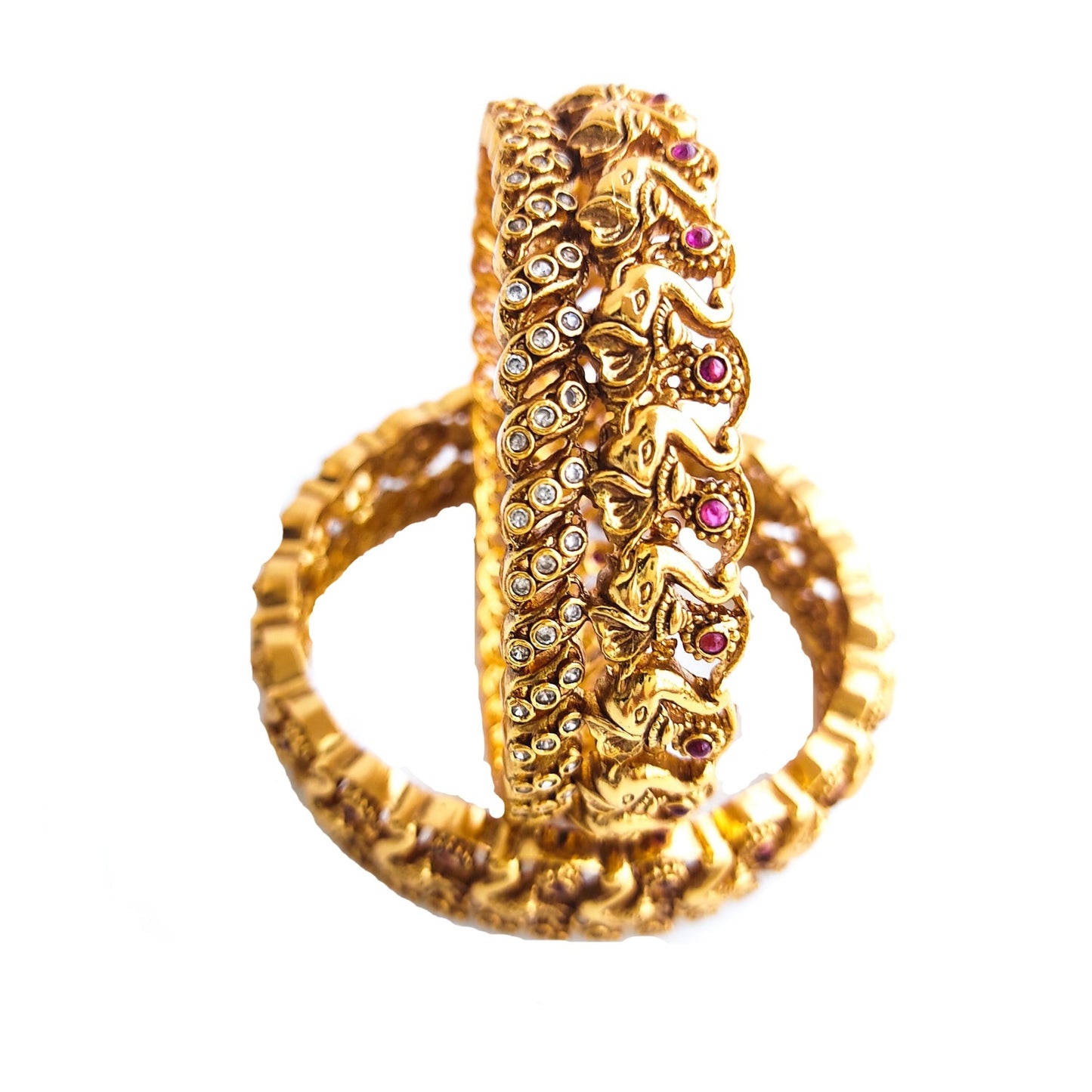 gold plated broad bridal kada bangles