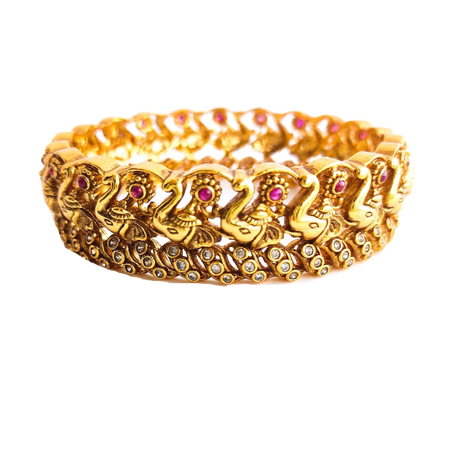 gold plated broad bridal kada bangles