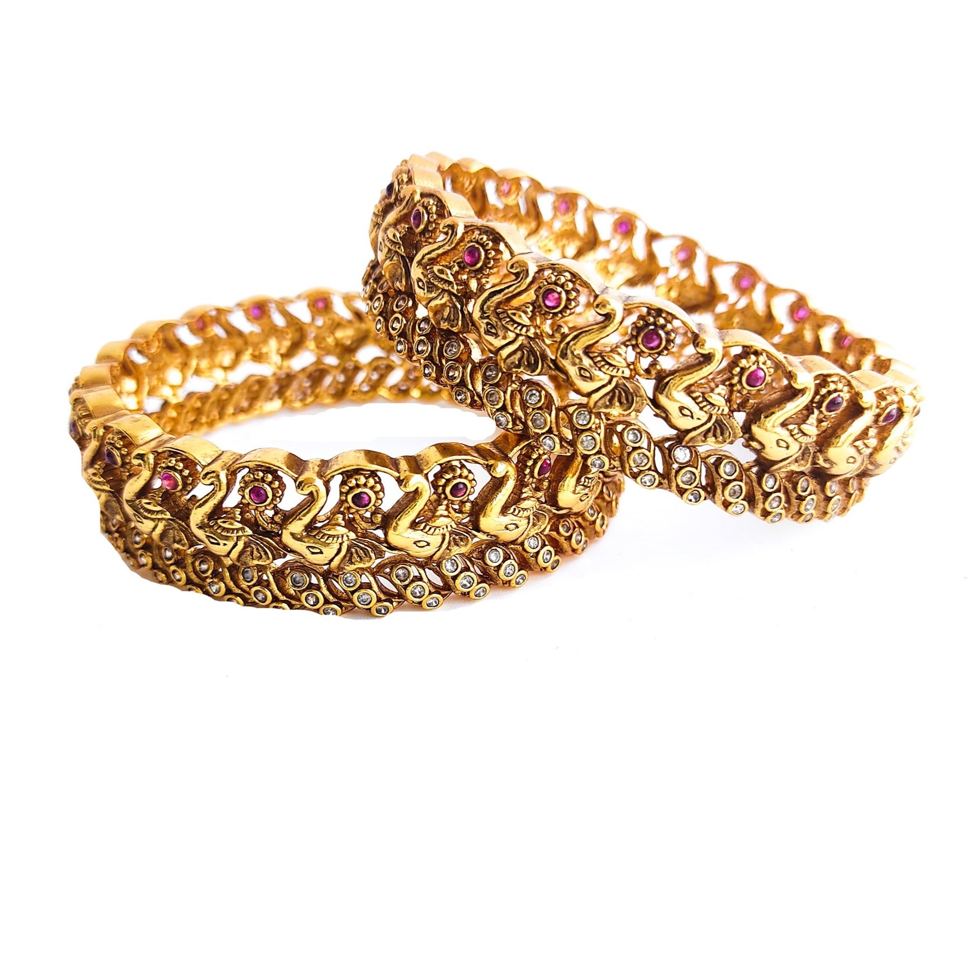 gold plated broad bridal kada bangles