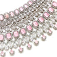 bridal artificial diamond necklace set with pink stones