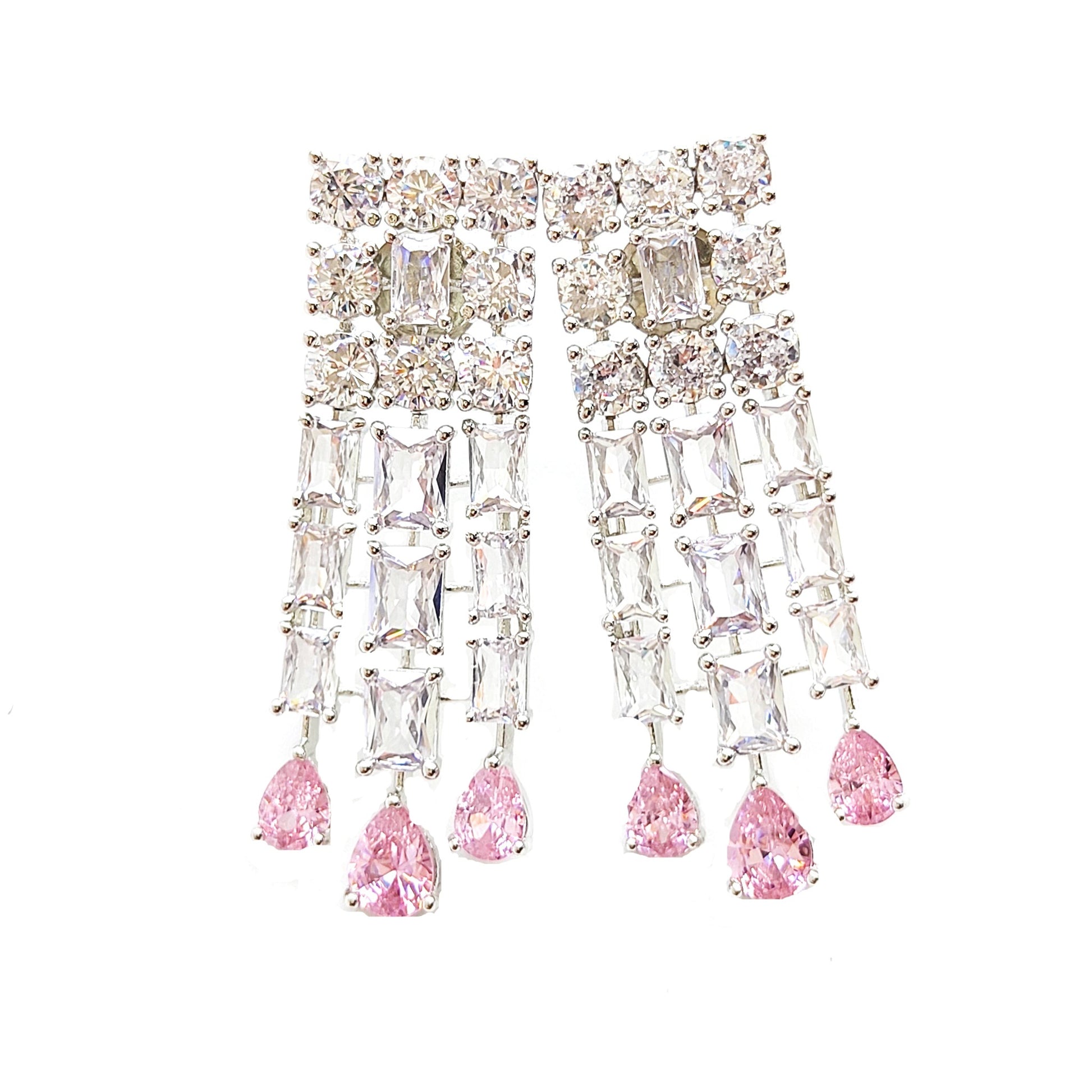 artificial diamond necklace with pink stones