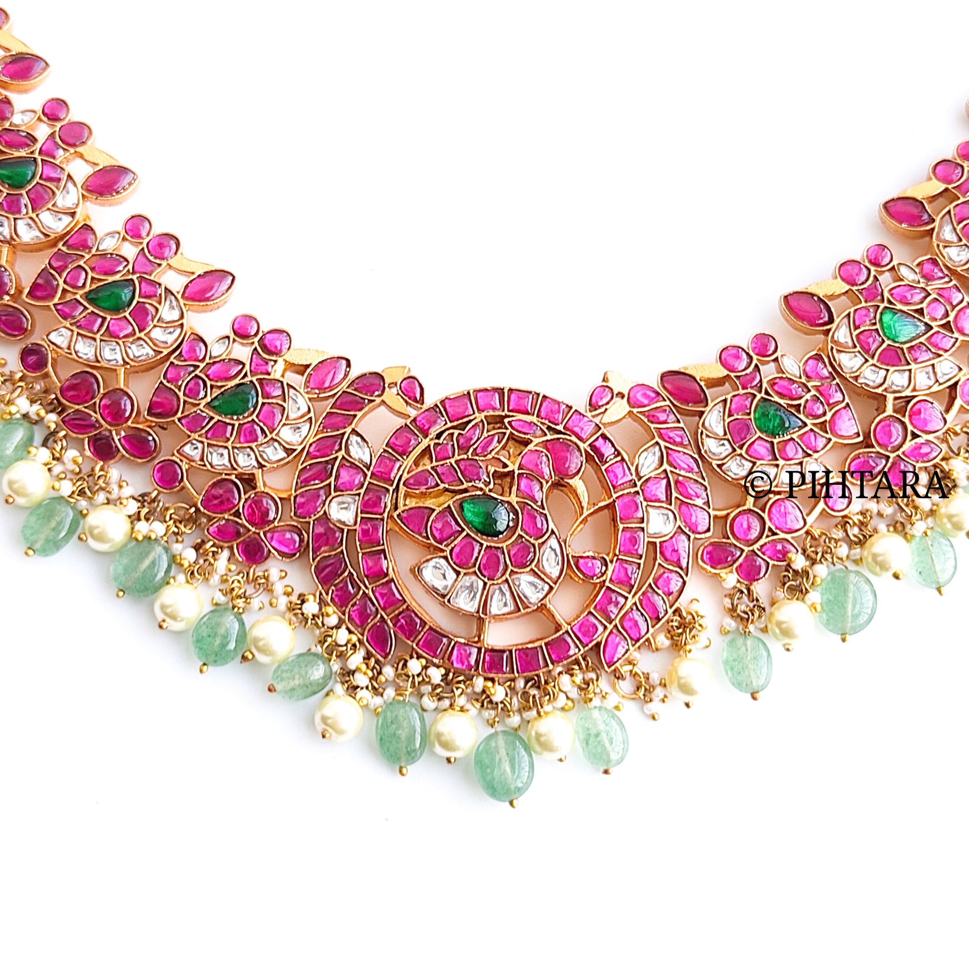 jadau kundan necklace with green beads