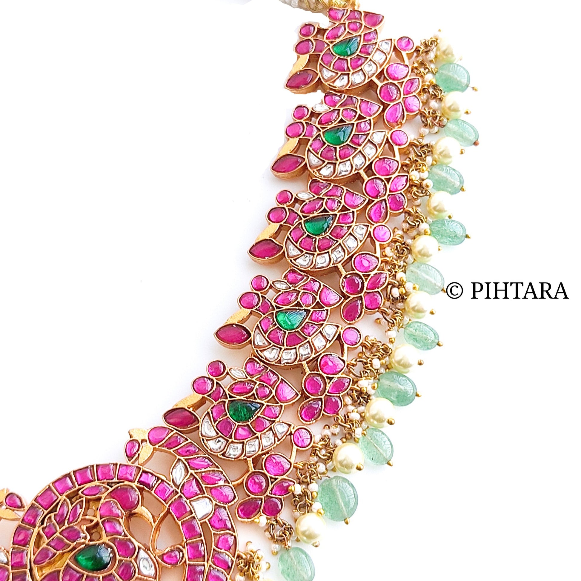 jadau kundan necklace with green beads
