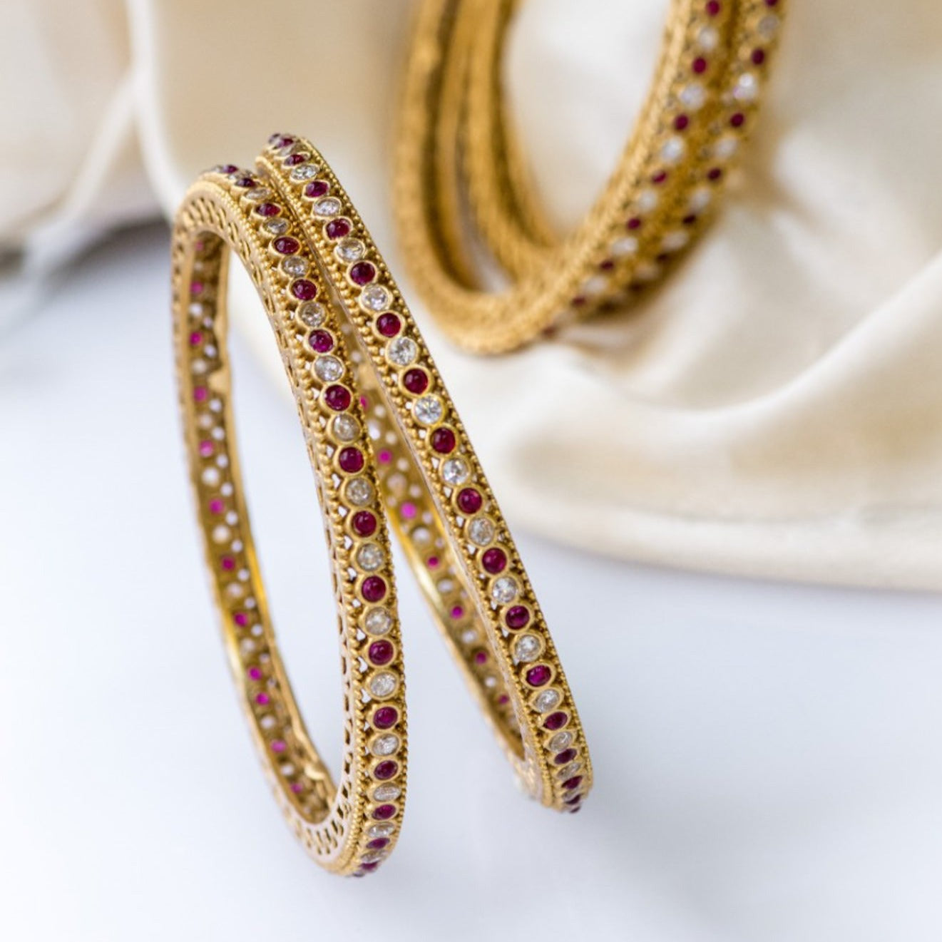 Buy red and white stone Bangles online in India