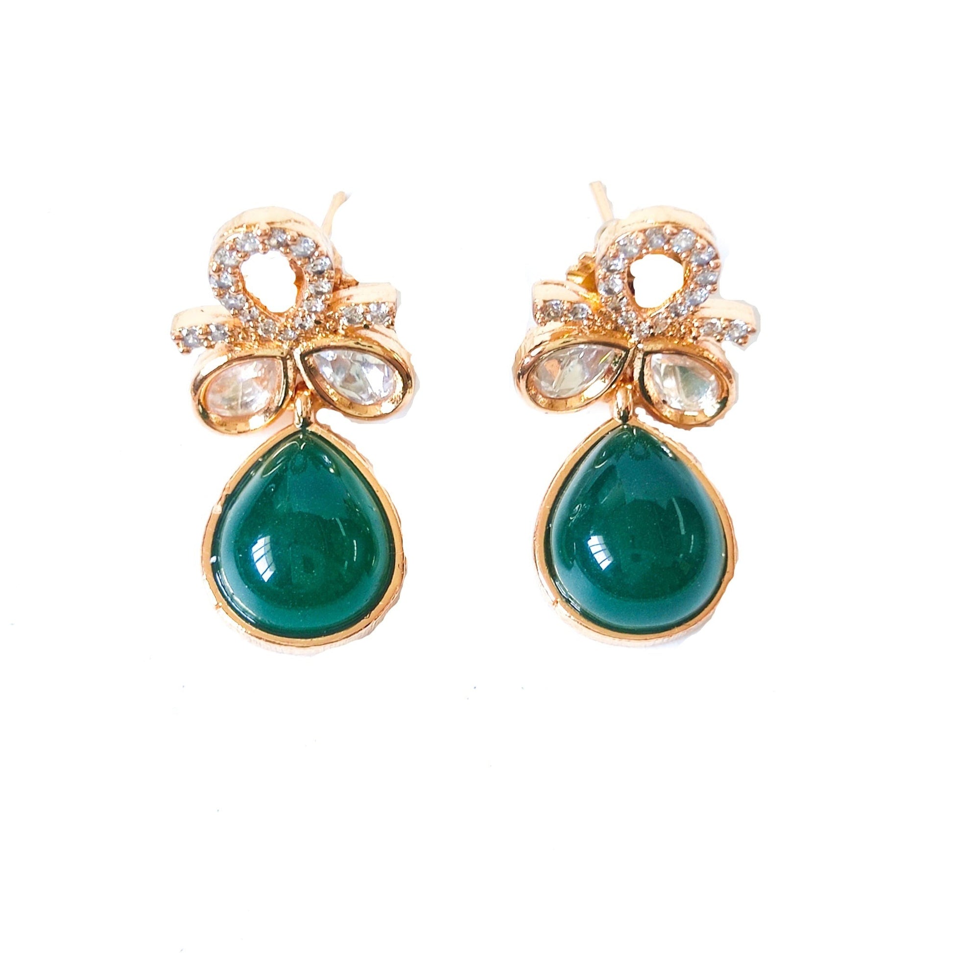 green stone kundan necklace online