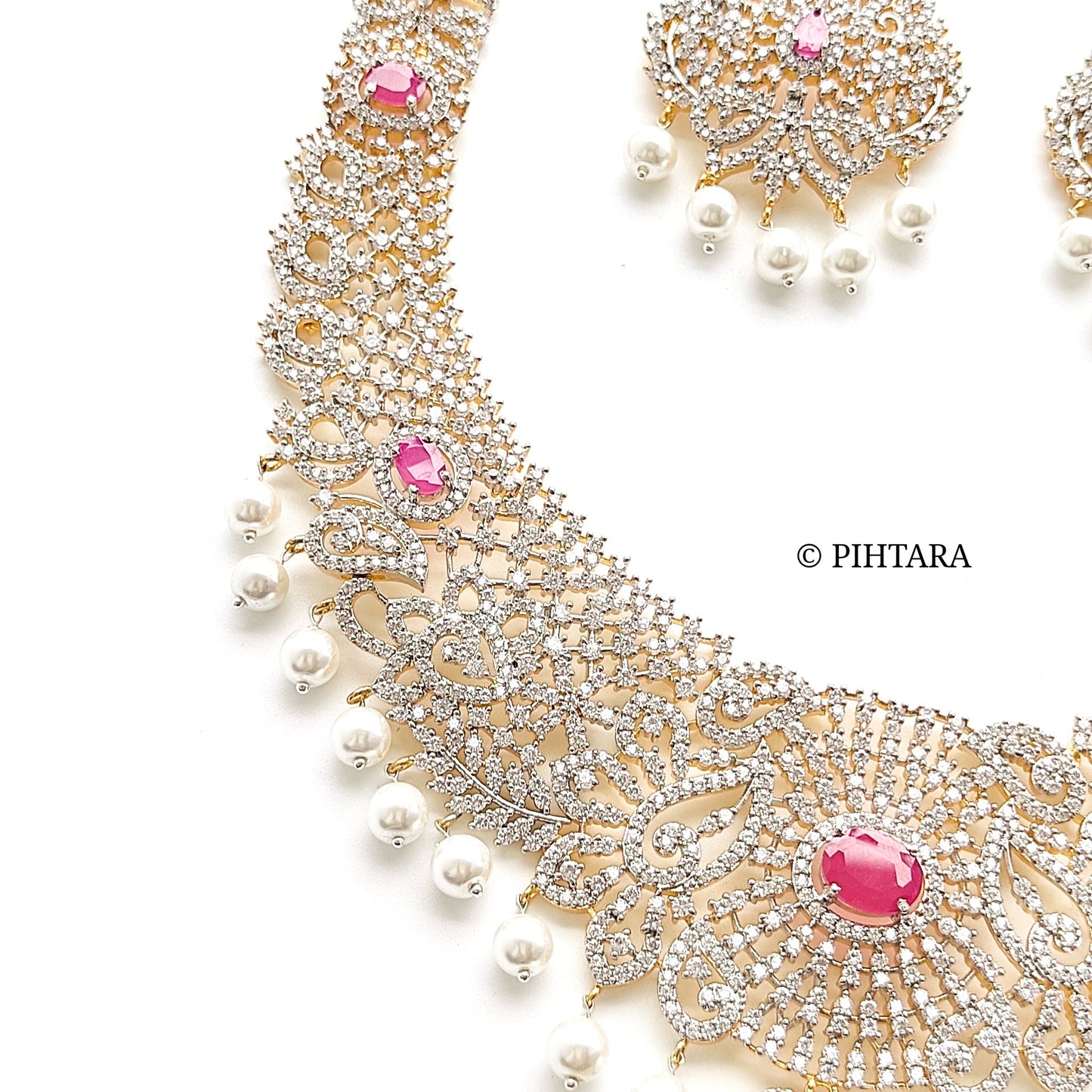 white stone bridal necklace set