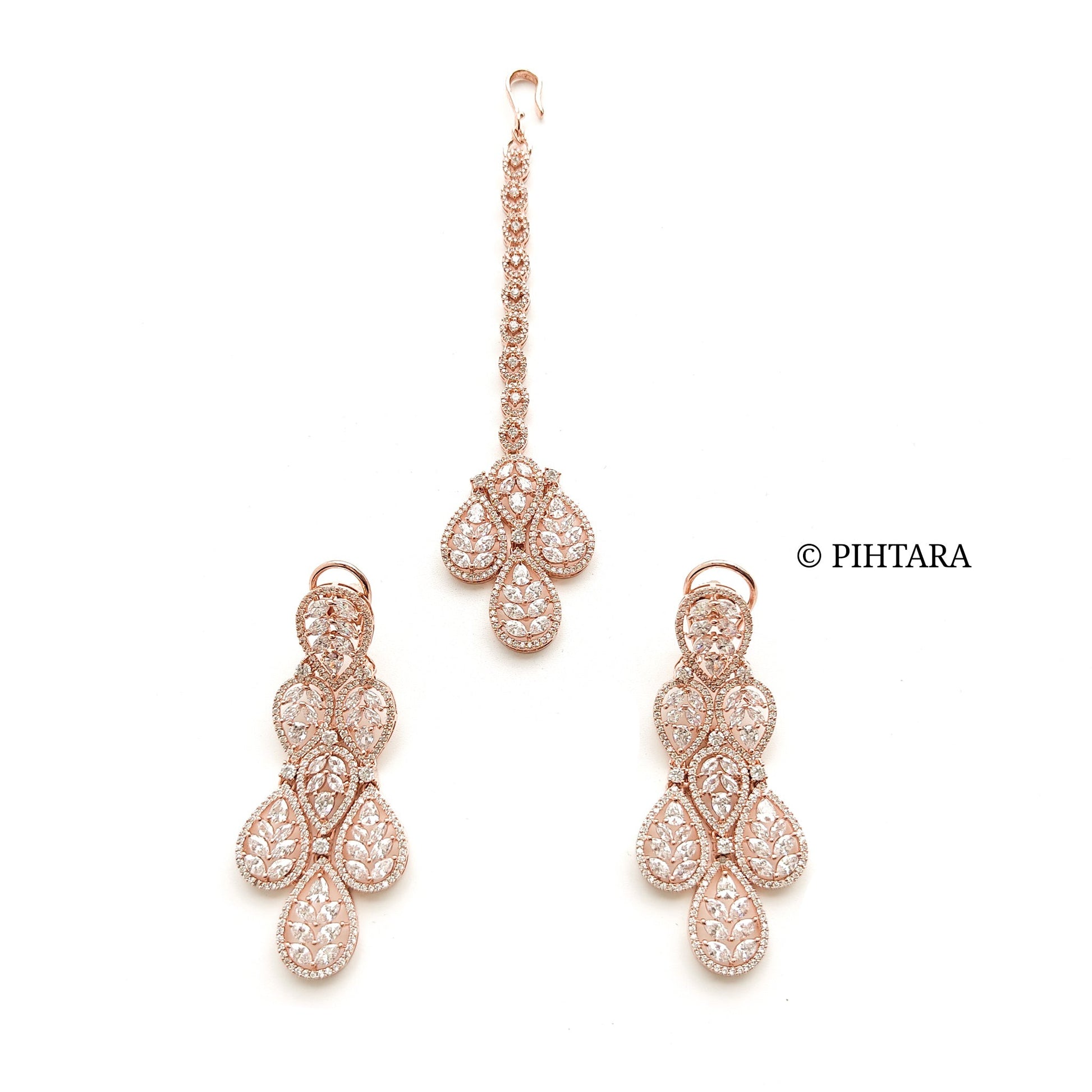 rose gold bridal choker set with tikka