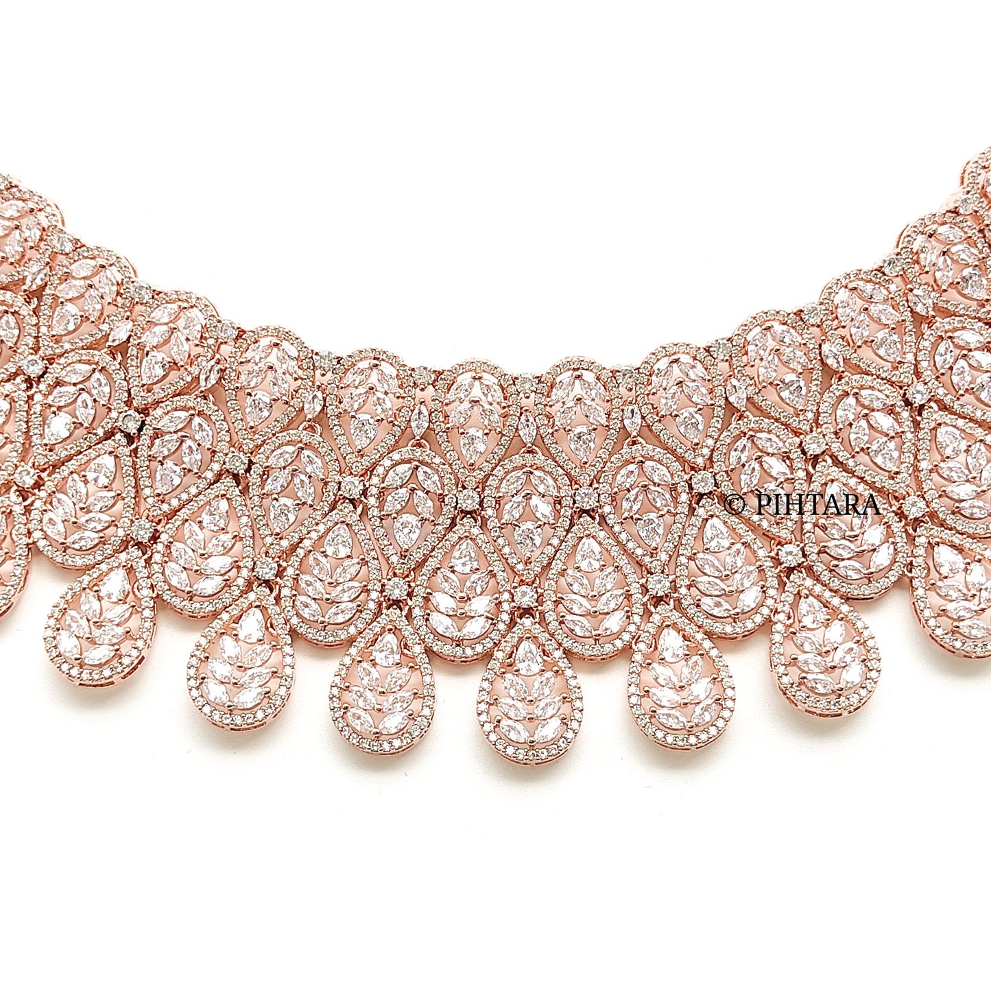 rose gold bridal choker set with tikka