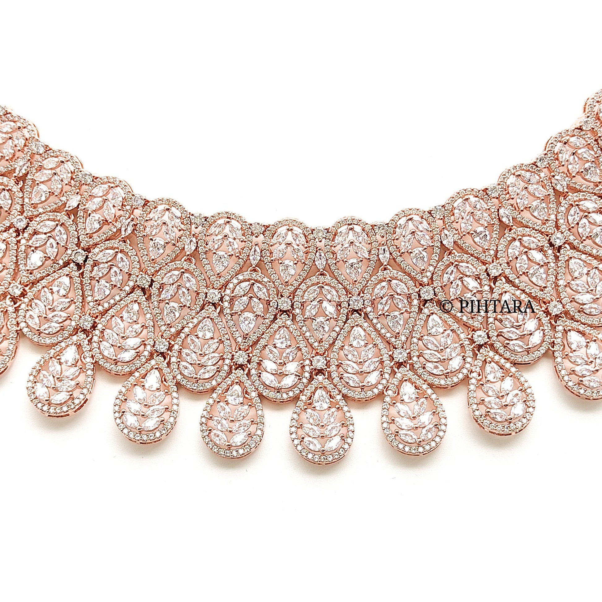 rose gold bridal choker set with tikka