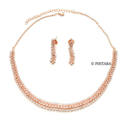 single line diamond tennis necklace set