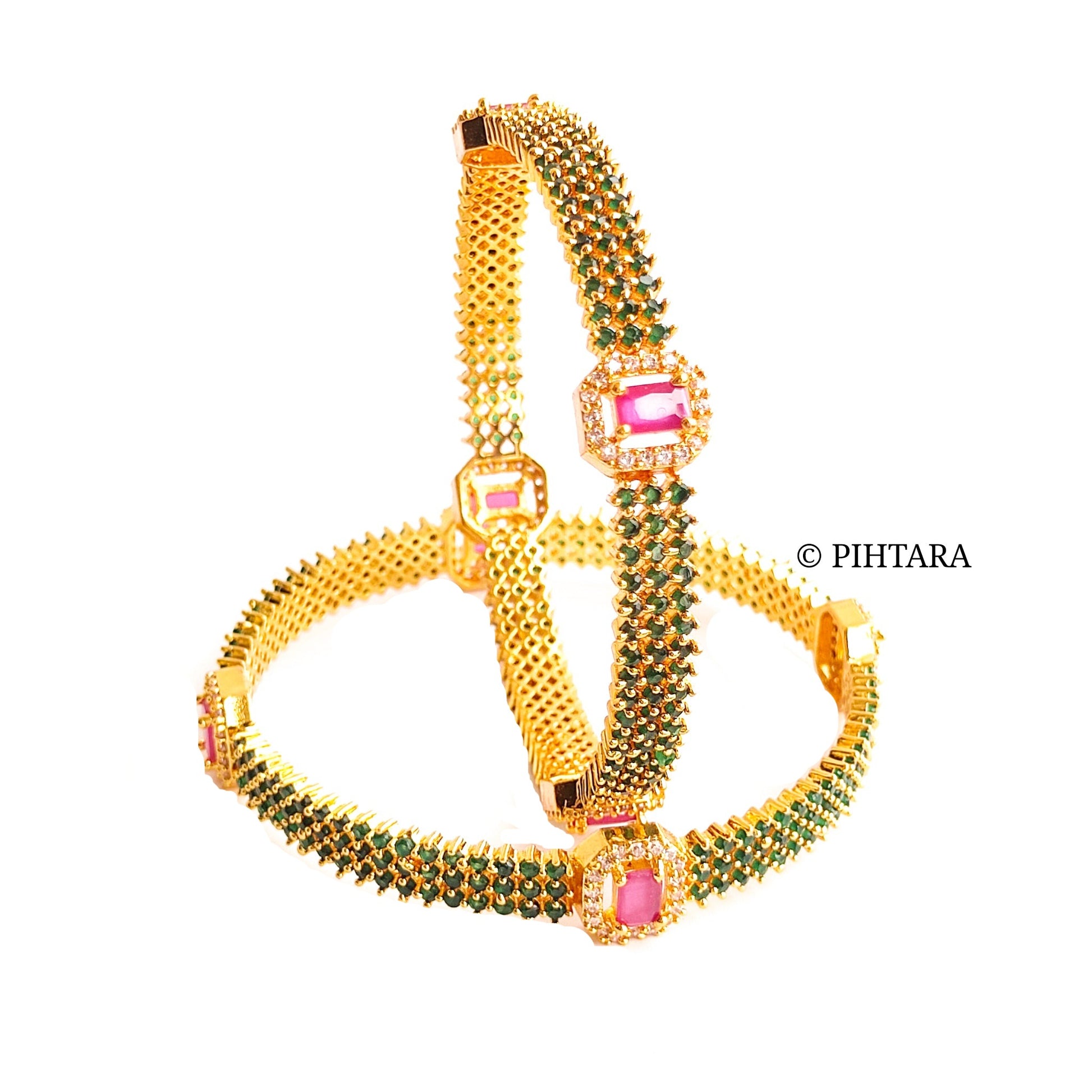 green stone bangles