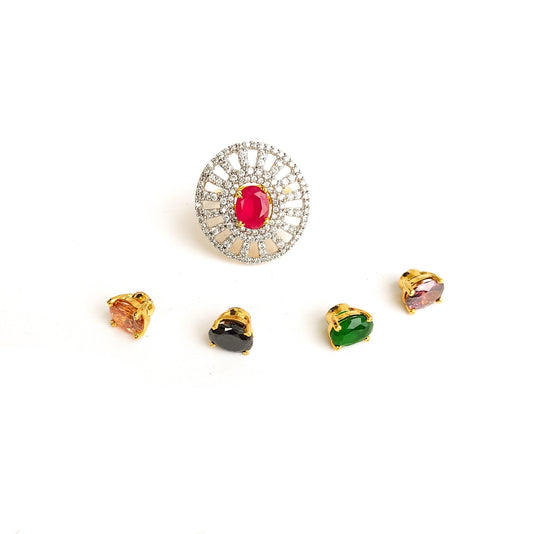 Diamond finger ring with changeable stones