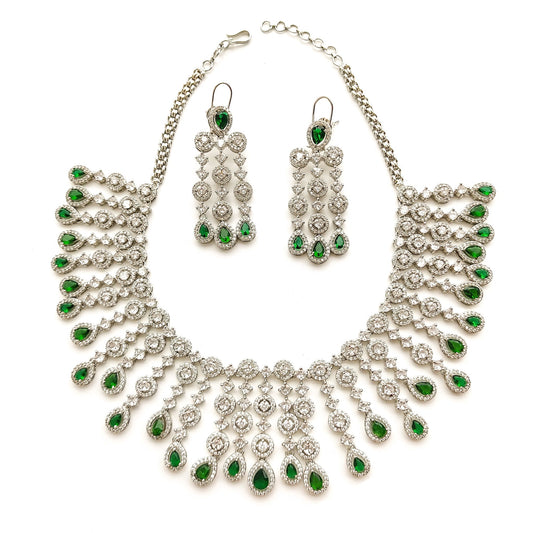 emerald green diamond necklace set
