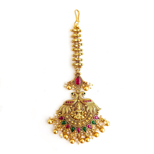 Antique maang tikka with lakshmi for south Indian brides and wedding jewellery