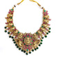 Antique gold lakshmi bridal necklace with green beads