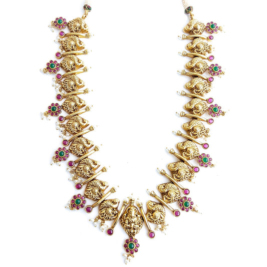 Nakshi haaram with pearls