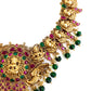 Antique gold lakshmi bridal necklace with green beads