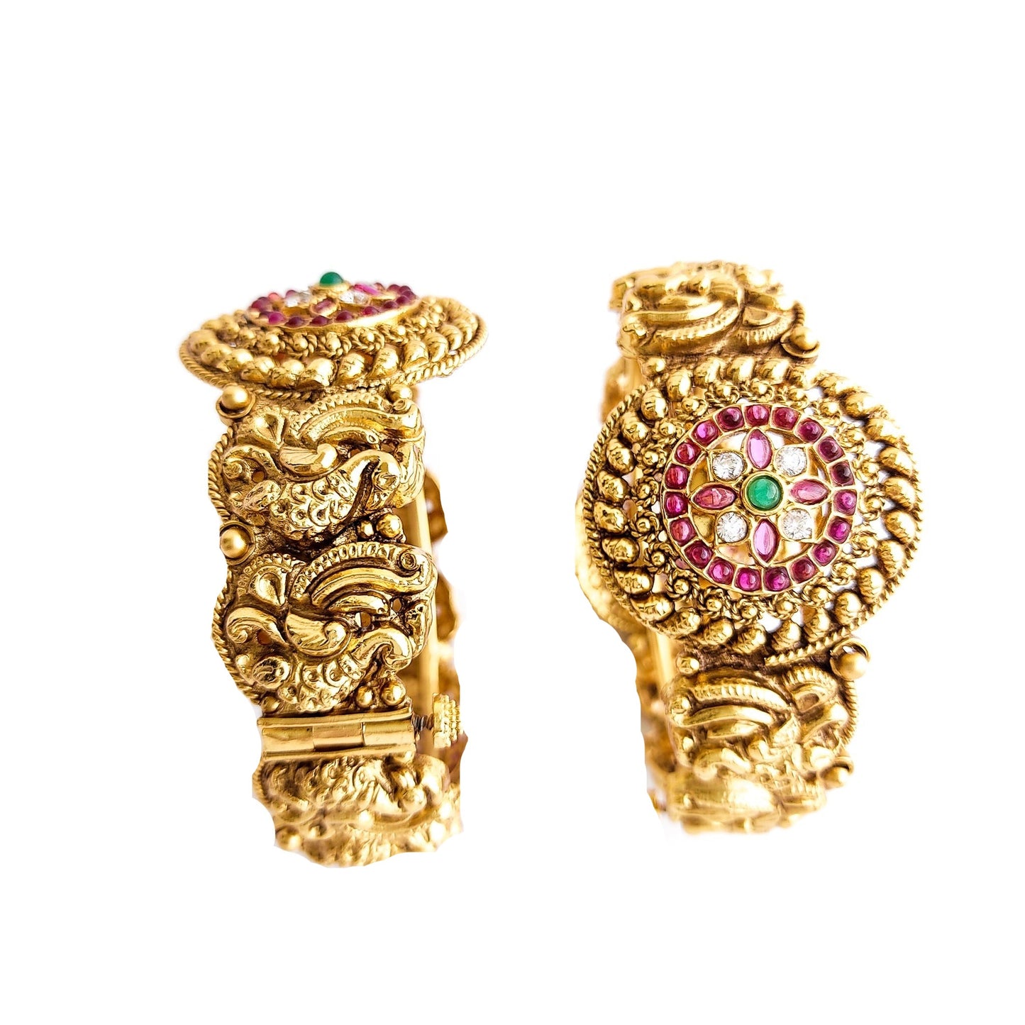 Antique gold bangles with screw opening