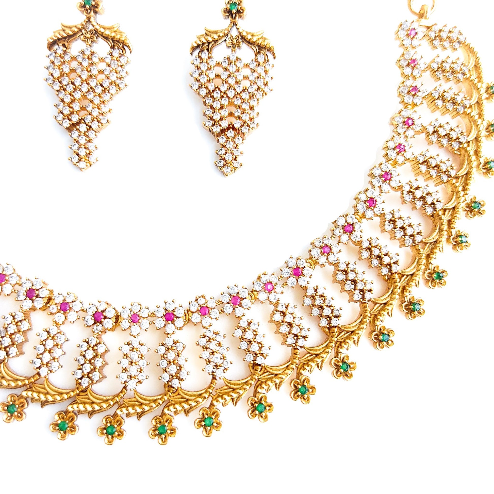 white stone american diamond necklace
