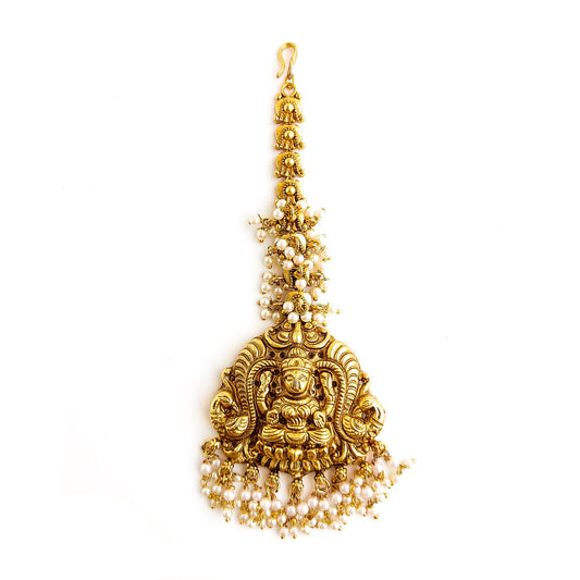 Antique maang tikka with lakshmi for south Indian brides and wedding jewellery