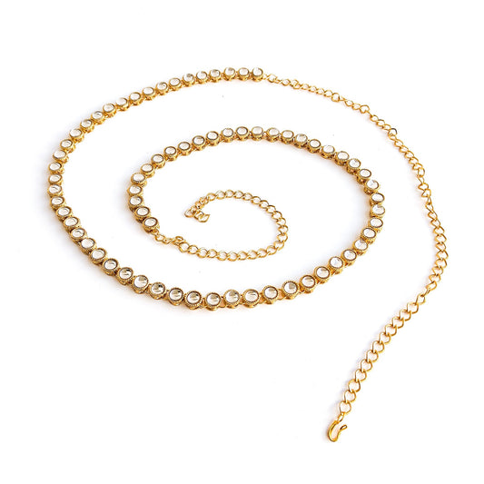 thin kundan hip chain for sarees
