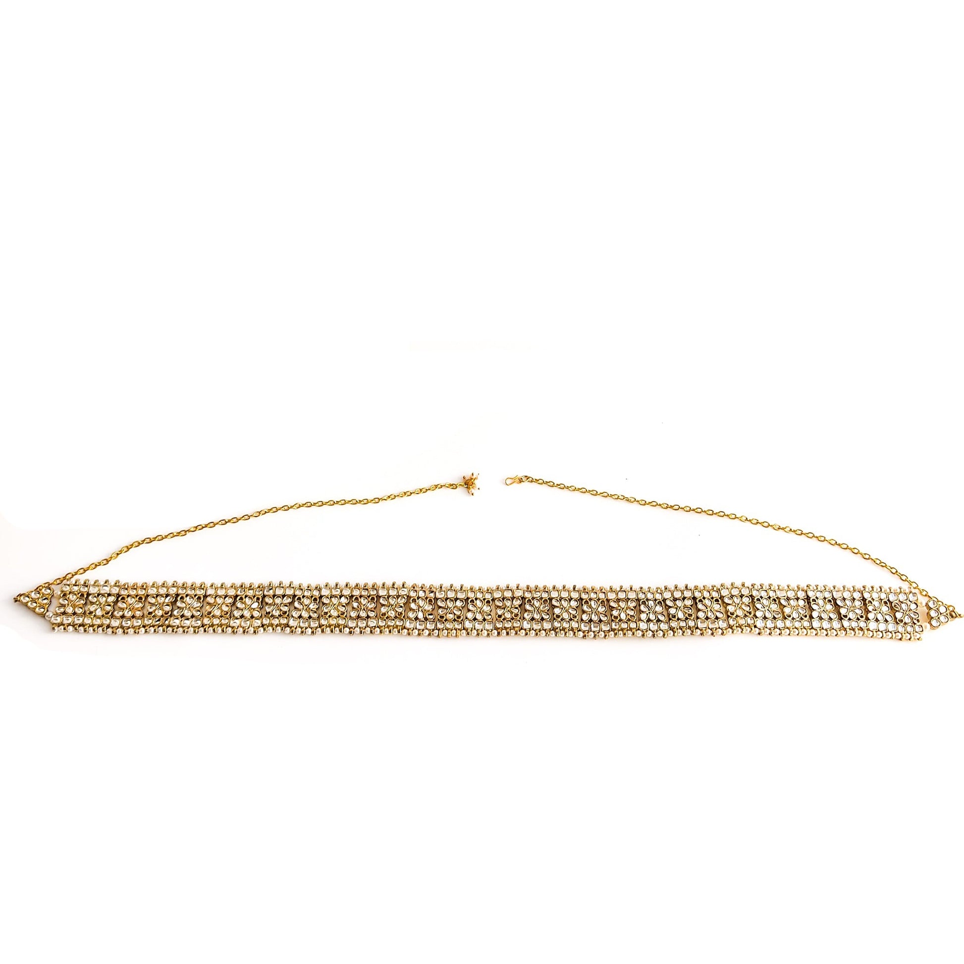 Plain kundan hip belt for lehengas