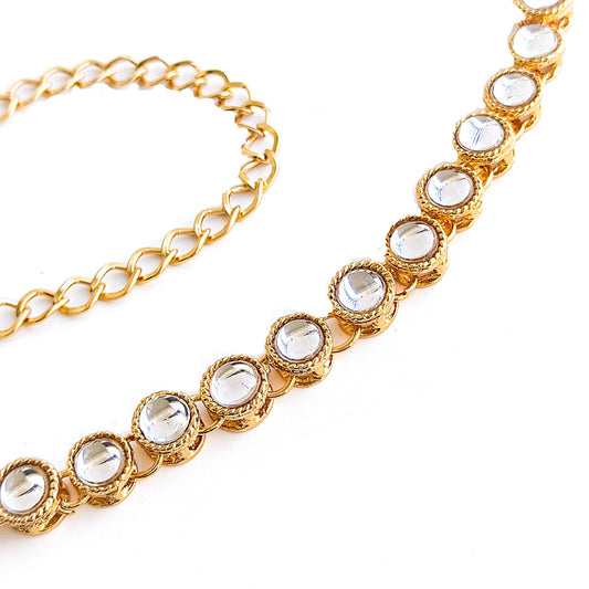thin kundan hip chain for sarees