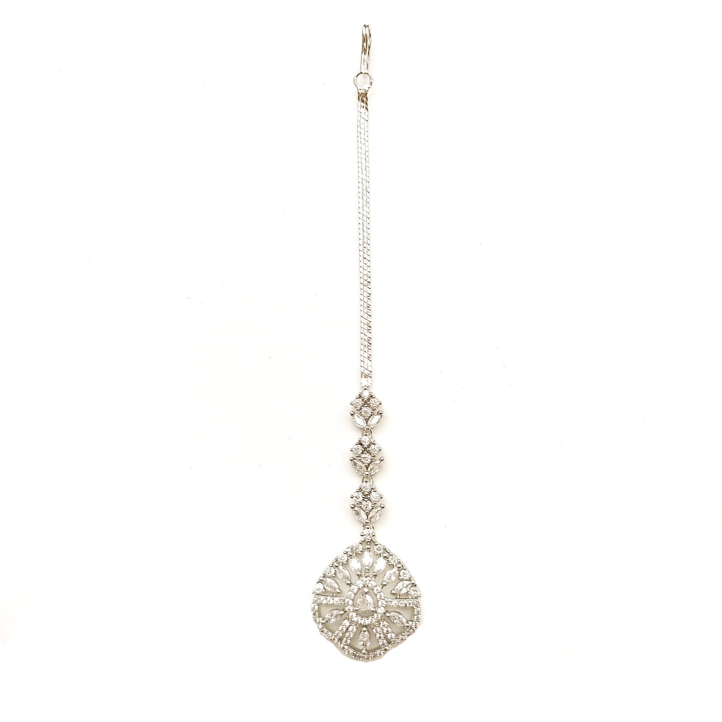 white stone zircon maangtikka