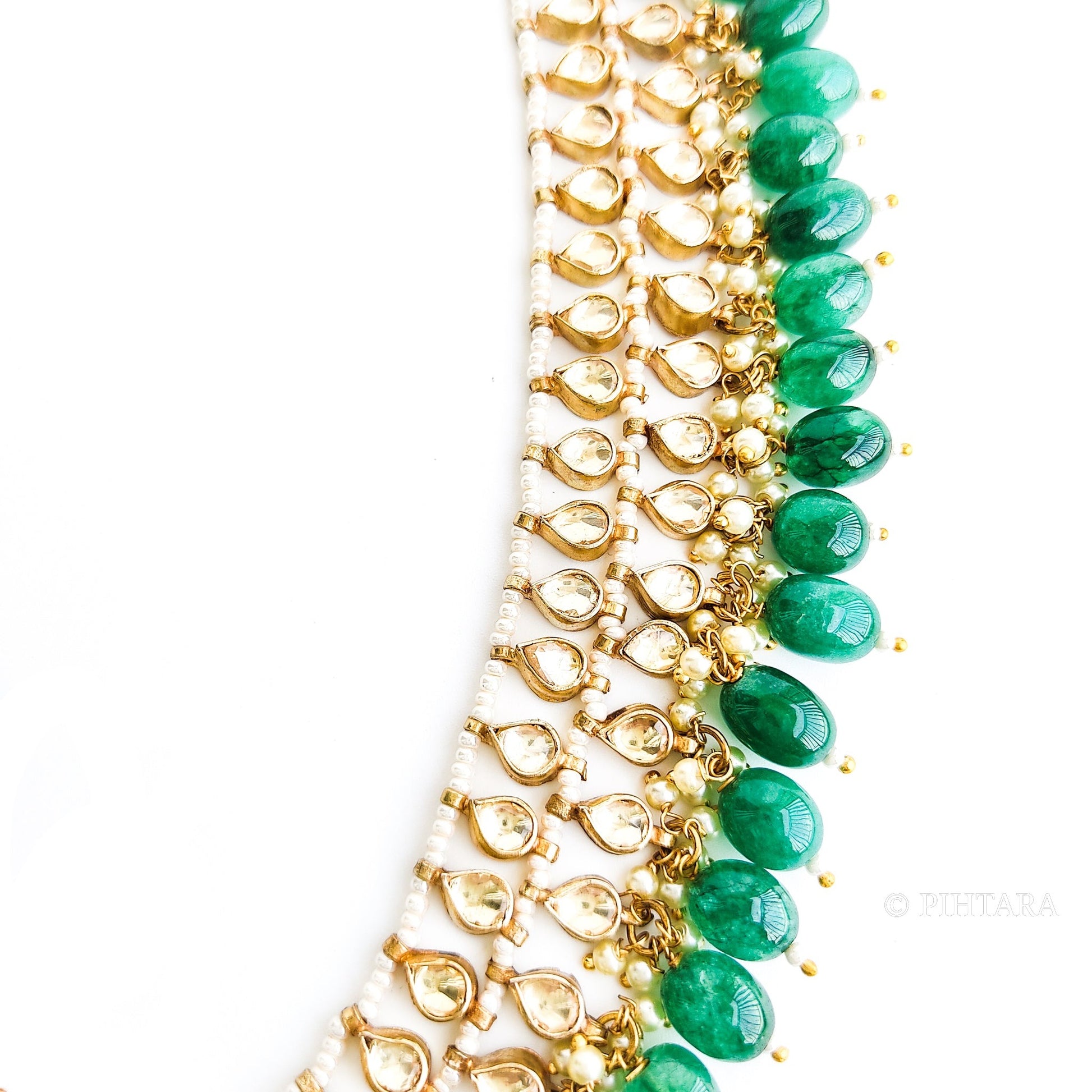 kundan necklace with green beads