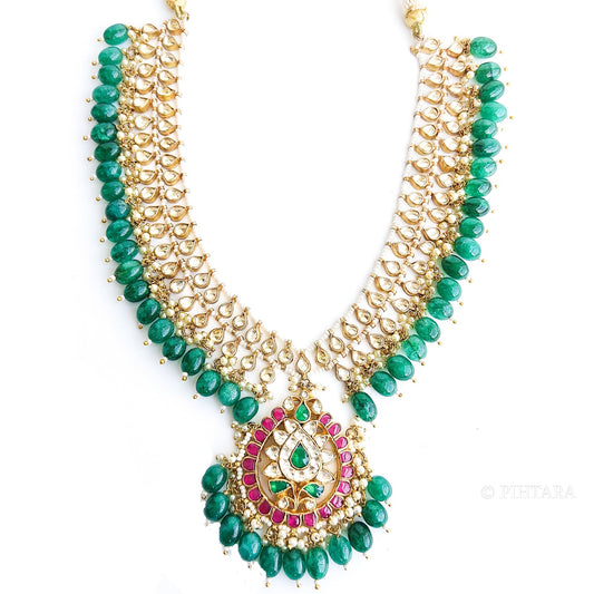 kundan necklace with green beads