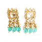 kundan polki necklace set with sea green beads